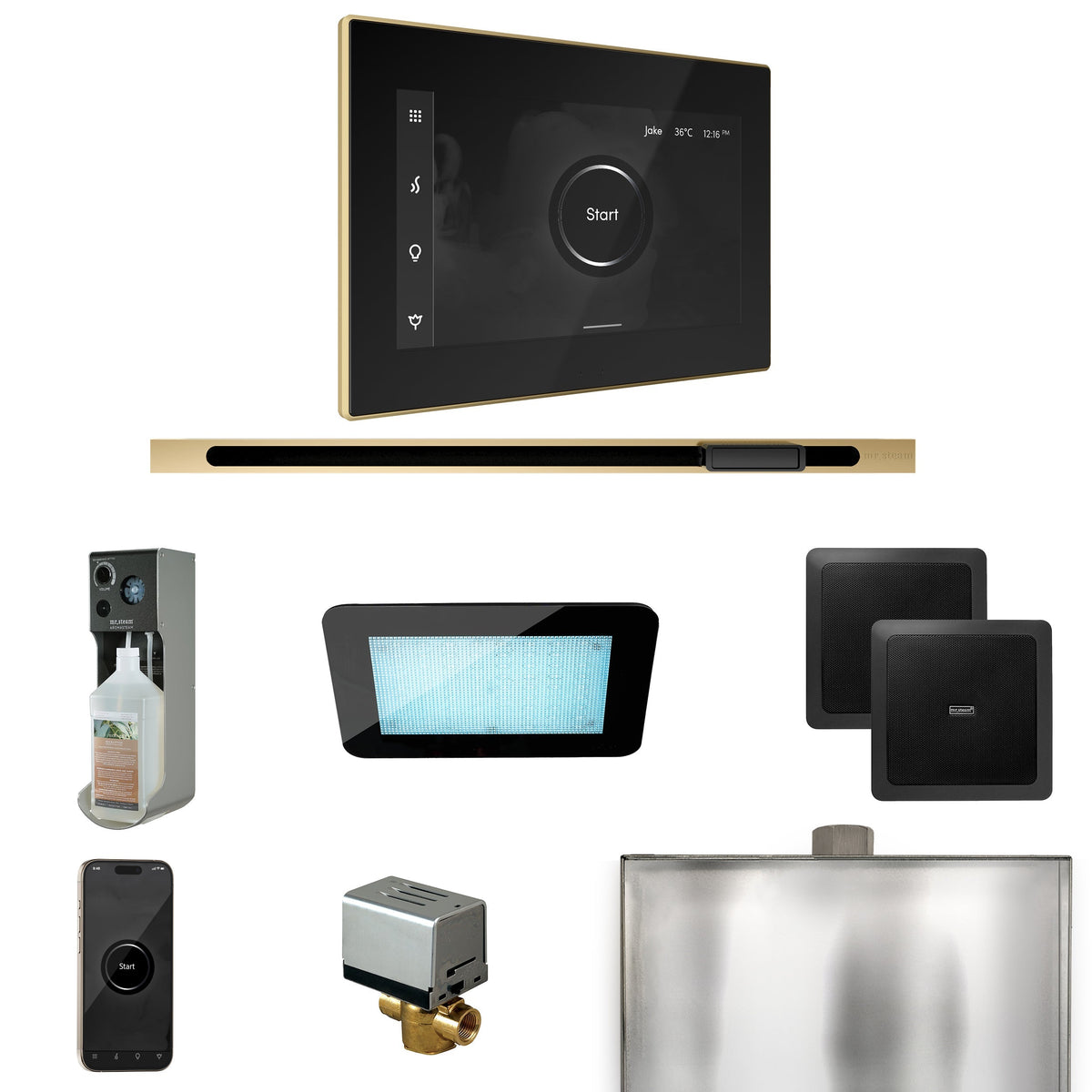 Mr. Steam XDream Linear Steam Shower Package – iSteamX, Linear Steamhead, AudioX, ChromaSteam, AromaSteam & AutoFlush for MS & Super Generators