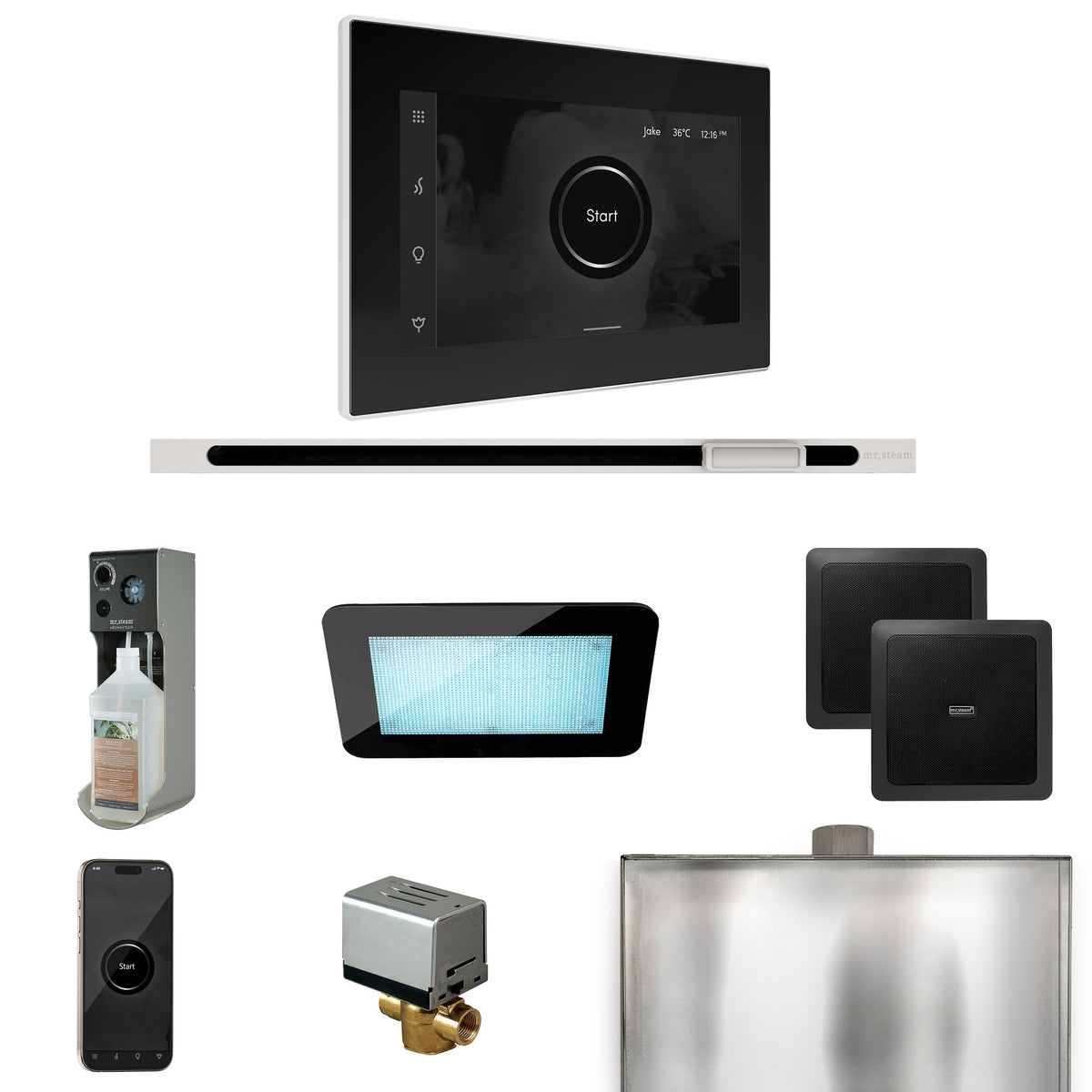 Mr. Steam XDream Linear Steam Shower Package – iSteamX, Linear Steamhead, AudioX, ChromaSteam, AromaSteam & AutoFlush for MS & Super Generators
