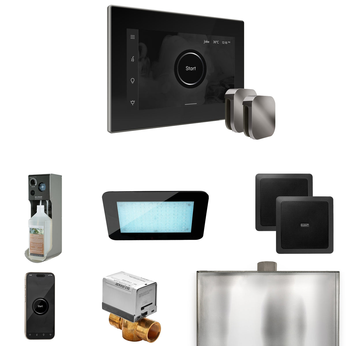 Mr. Steam XDream Max Steam Shower Package – iSteamX Control, Aroma Steamhead, AudioX, ChromaSteam, AromaSteam & Max AutoFlush for Max Generators