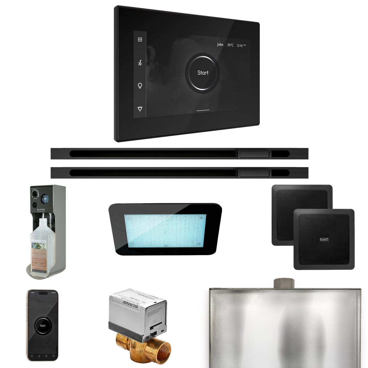 Mr. Steam XDream Max Linear Steam Shower Package – iSteamX Control, Linear Steamhead, AudioX, ChromaSteam & AromaSteam for Max Generators