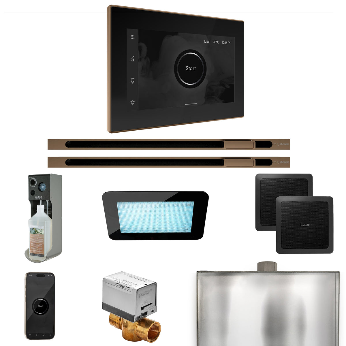 Mr. Steam XDream Max Linear Steam Shower Package – iSteamX Control, Linear Steamhead, AudioX, ChromaSteam & AromaSteam for Max Generators