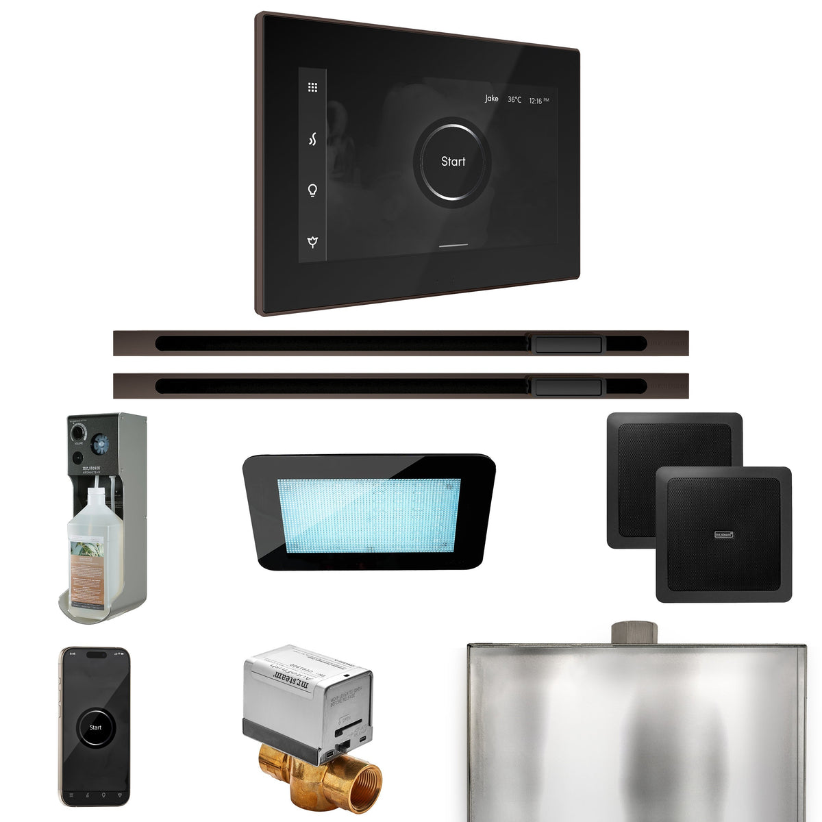 Mr. Steam XDream Max Linear Steam Shower Package – iSteamX Control, Linear Steamhead, AudioX, ChromaSteam & AromaSteam for Max Generators