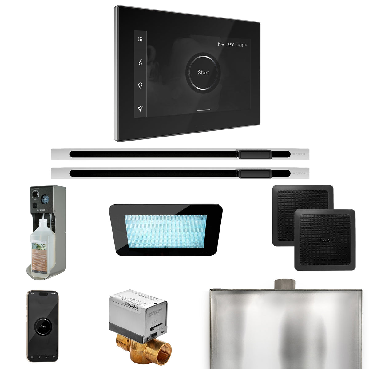 Mr. Steam XDream Max Linear Steam Shower Package – iSteamX Control, Linear Steamhead, AudioX, ChromaSteam & AromaSteam for Max Generators