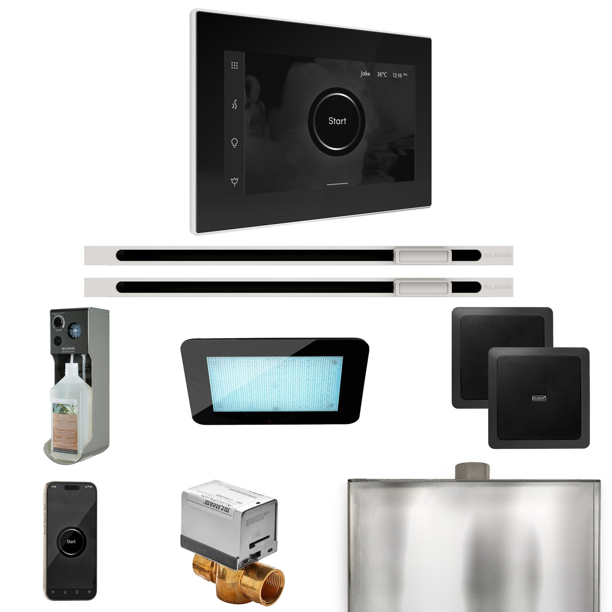 Mr. Steam XDream Max Linear Steam Shower Package – iSteamX Control, Linear Steamhead, AudioX, ChromaSteam & AromaSteam for Max Generators