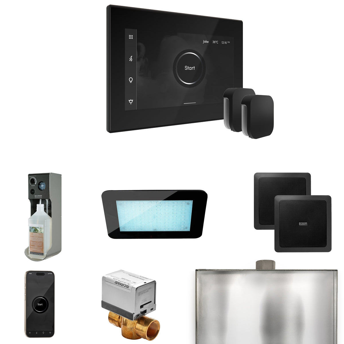 Mr. Steam XDream Max Steam Shower Package – iSteamX Control, Aroma Steamhead, AudioX, ChromaSteam, AromaSteam & Max AutoFlush for Max Generators