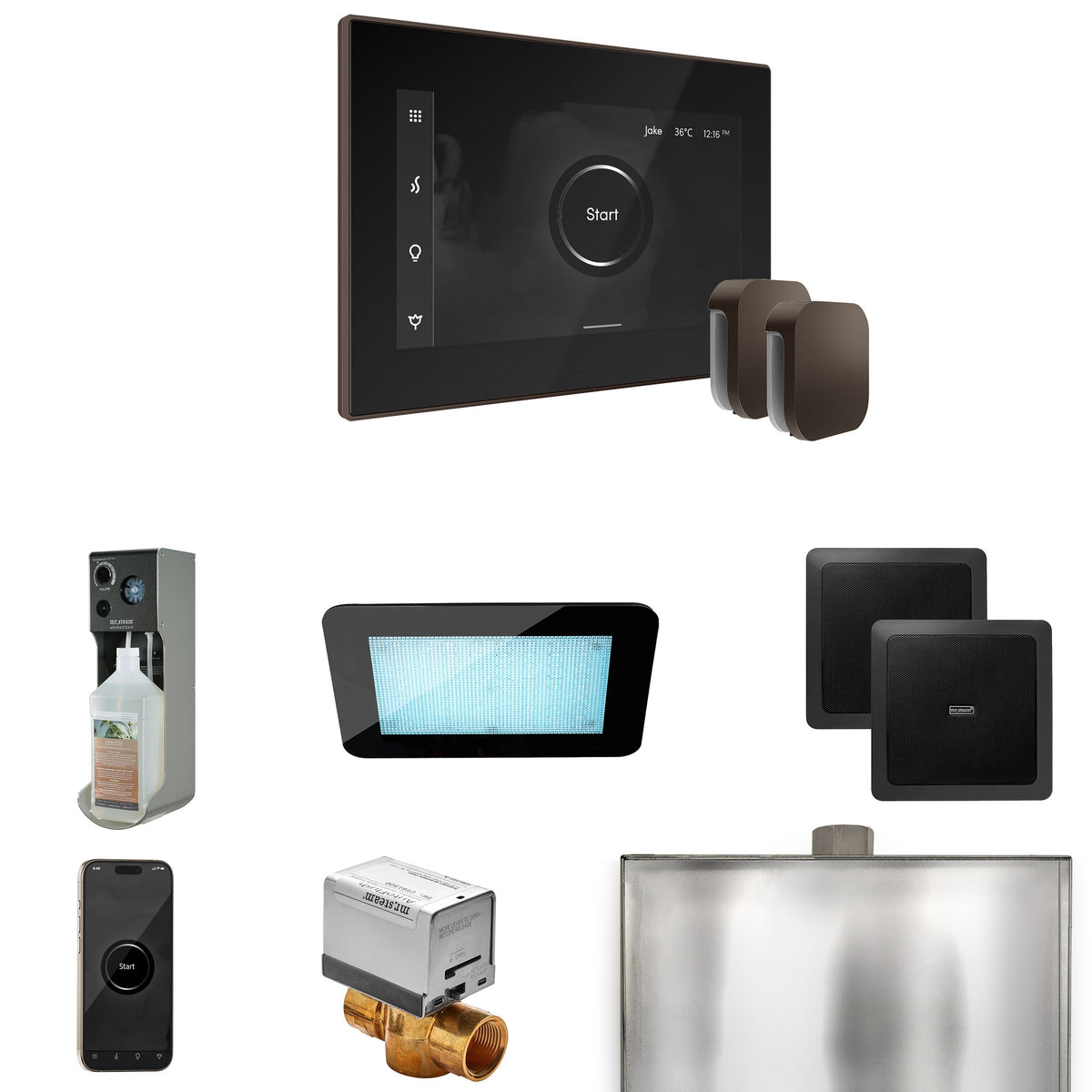 Mr. Steam XDream Max Steam Shower Package – iSteamX Control, Aroma Steamhead, AudioX, ChromaSteam, AromaSteam & Max AutoFlush for Max Generators