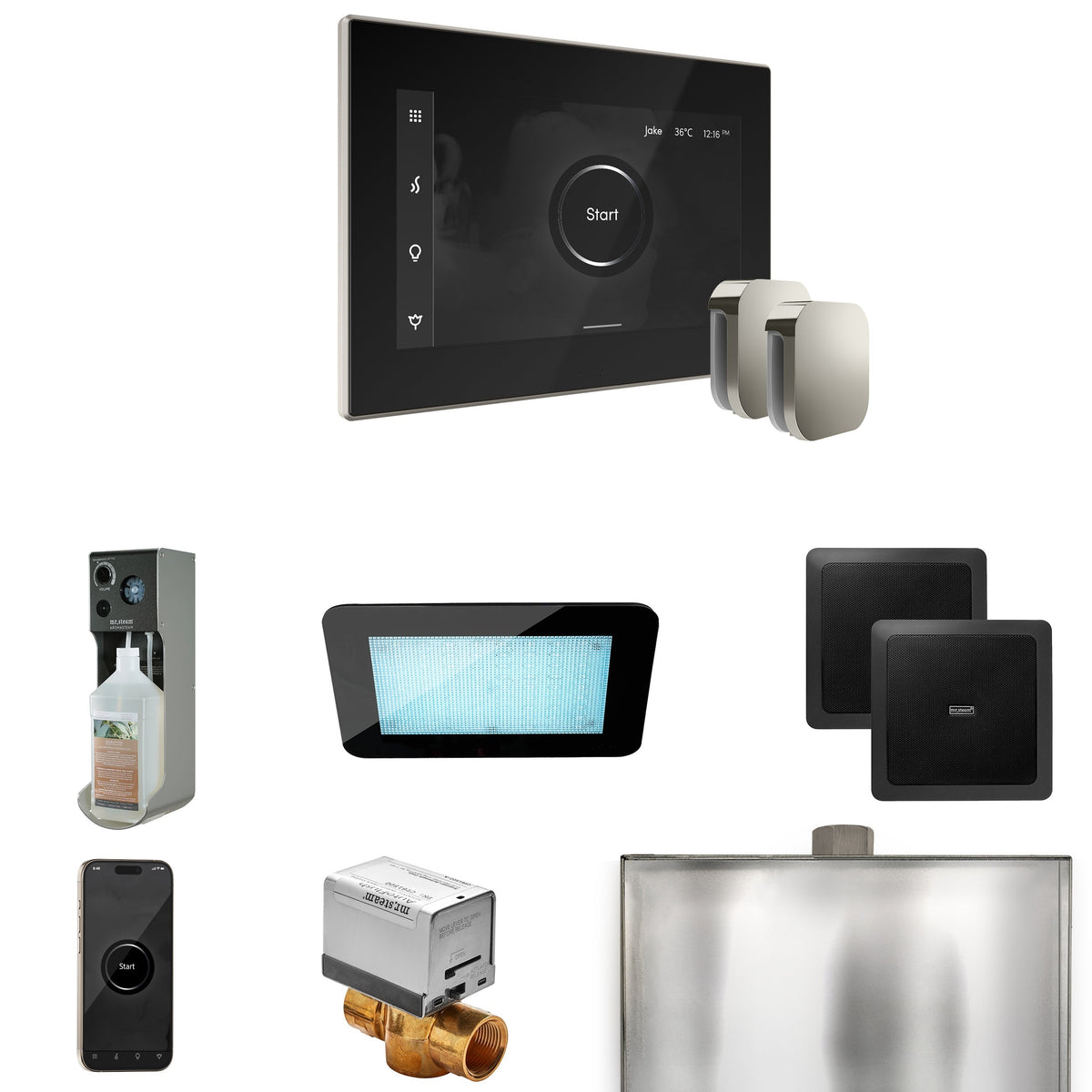 Mr. Steam XDream Max Steam Shower Package – iSteamX Control, Aroma Steamhead, AudioX, ChromaSteam, AromaSteam & Max AutoFlush for Max Generators