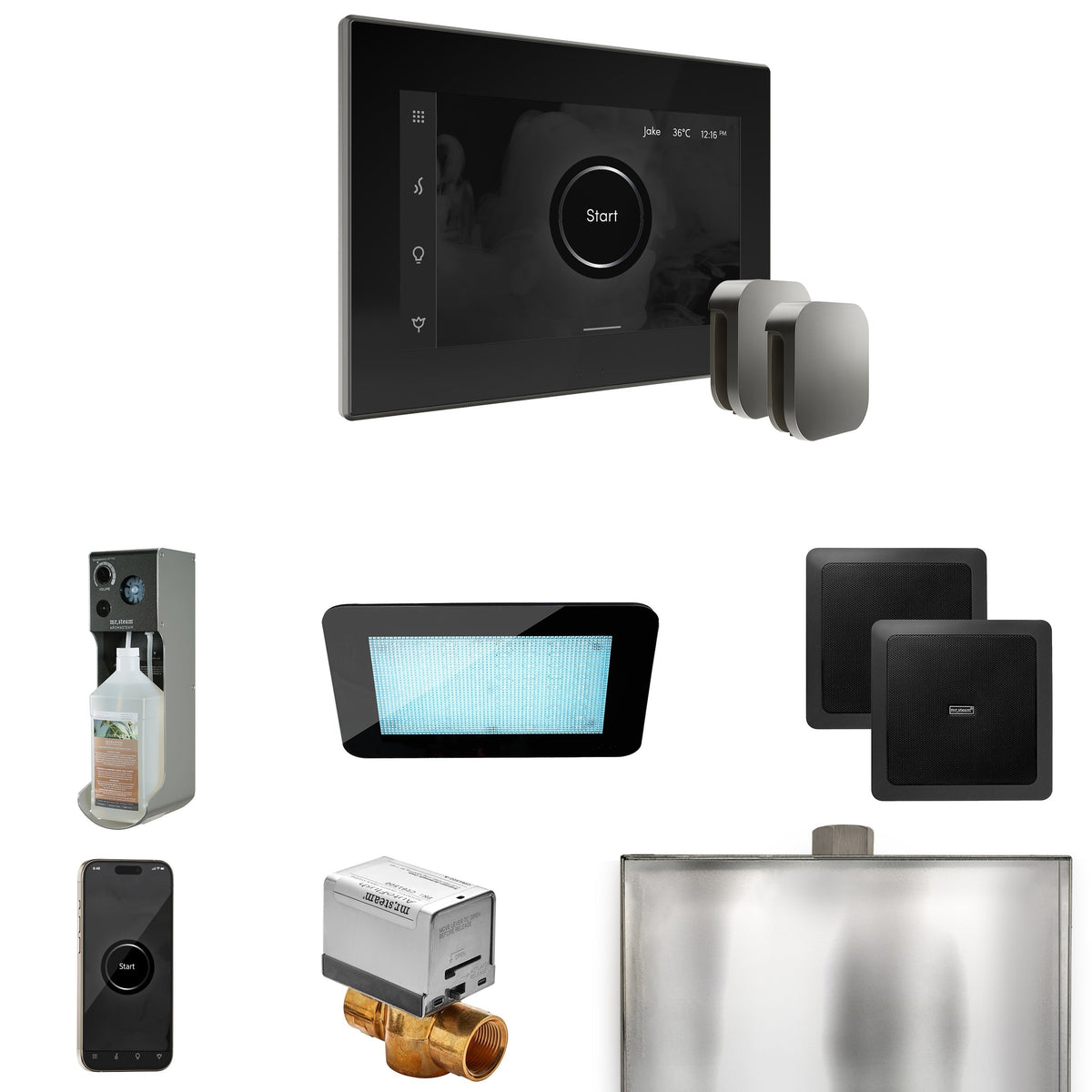 Mr. Steam XDream Max Steam Shower Package – iSteamX Control, Aroma Steamhead, AudioX, ChromaSteam, AromaSteam & Max AutoFlush for Max Generators