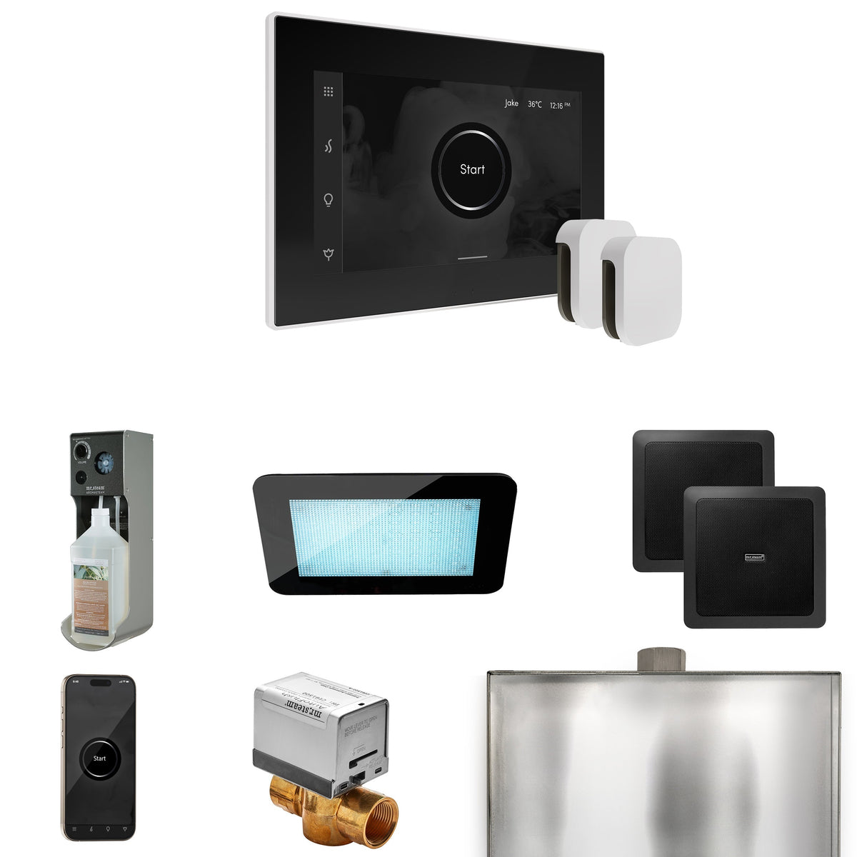 Mr. Steam XDream Max Steam Shower Package – iSteamX Control, Aroma Steamhead, AudioX, ChromaSteam, AromaSteam & Max AutoFlush for Max Generators