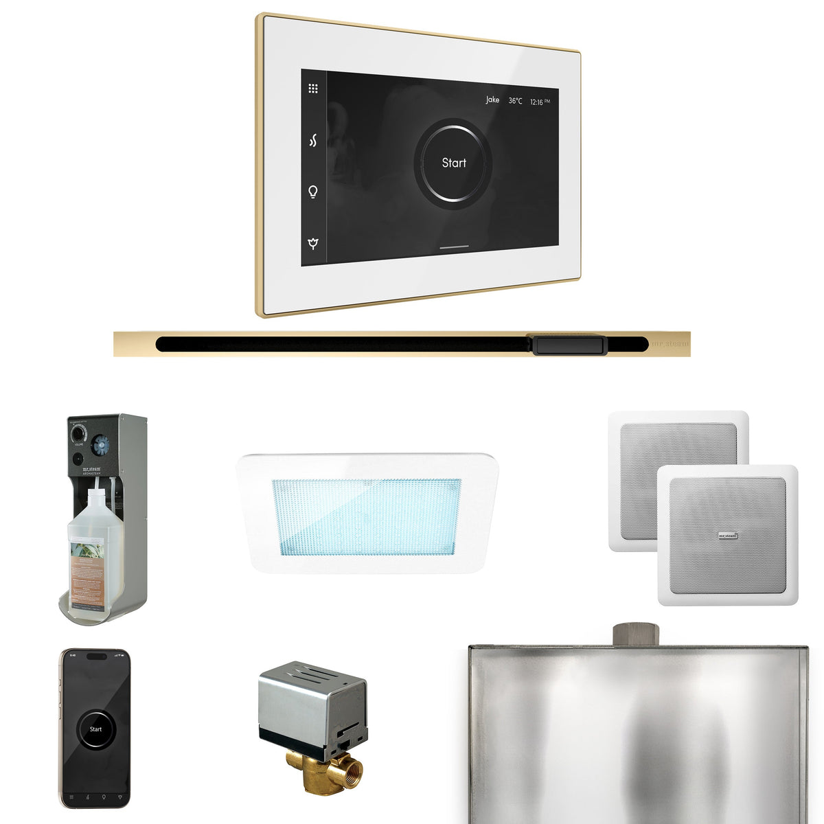 Mr. Steam XDream Linear Steam Shower Package – iSteamX, Linear Steamhead, AudioX, ChromaSteam, AromaSteam & AutoFlush for MS & Super Generators