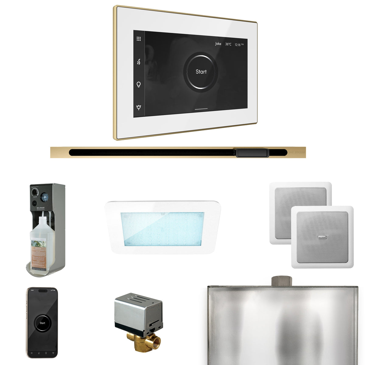 Mr. Steam XDream Linear Steam Shower Package – iSteamX, Linear Steamhead, AudioX, ChromaSteam, AromaSteam & AutoFlush for MS & Super Generators