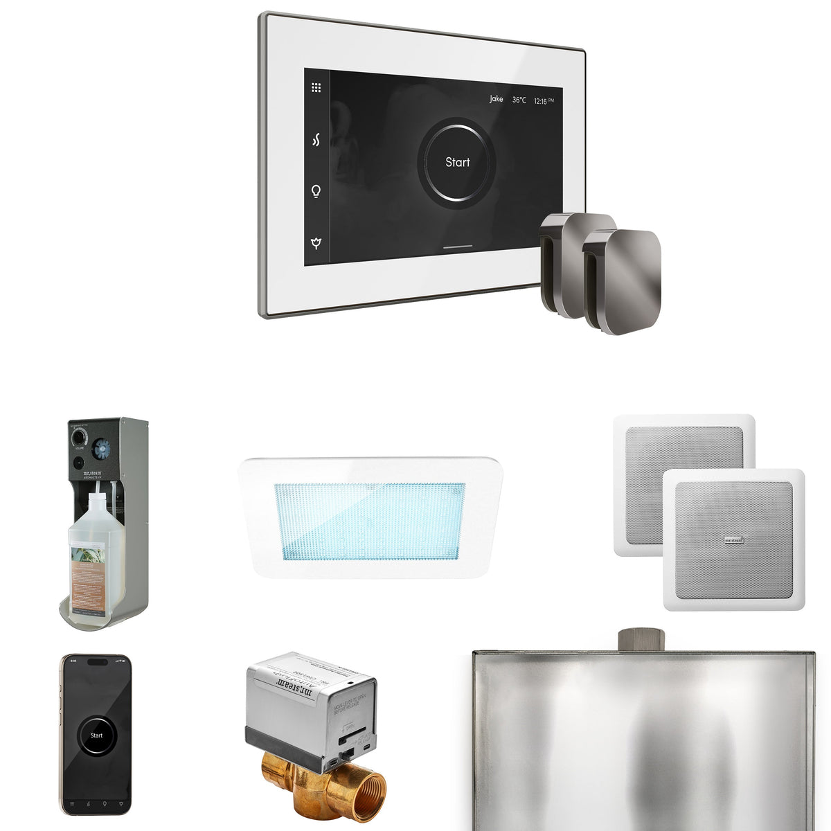 Mr. Steam XDream Max Steam Shower Package – iSteamX Control, Aroma Steamhead, AudioX, ChromaSteam, AromaSteam & Max AutoFlush for Max Generators