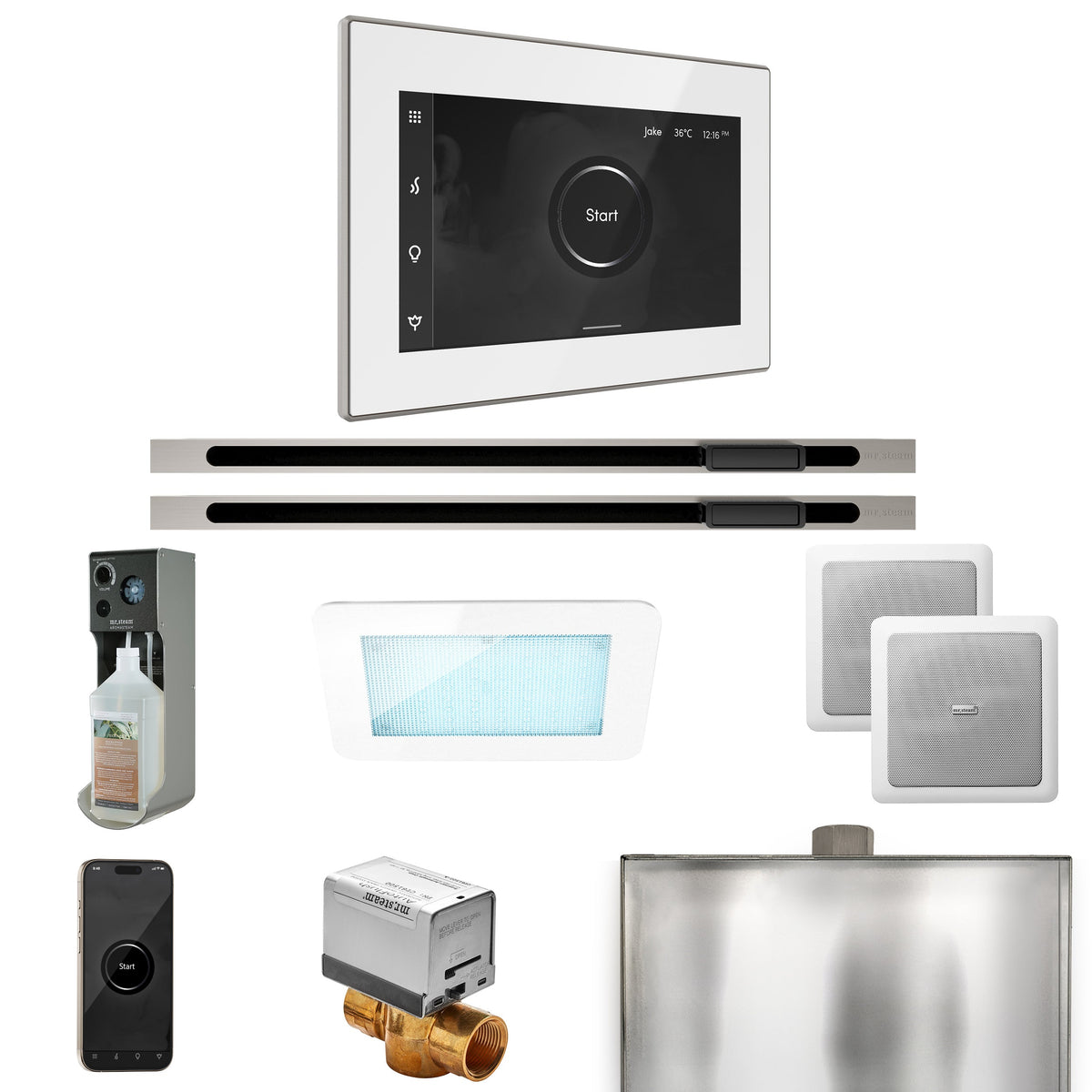 Mr. Steam XDream Max Linear Steam Shower Package – iSteamX Control, Linear Steamhead, AudioX, ChromaSteam & AromaSteam for Max Generators