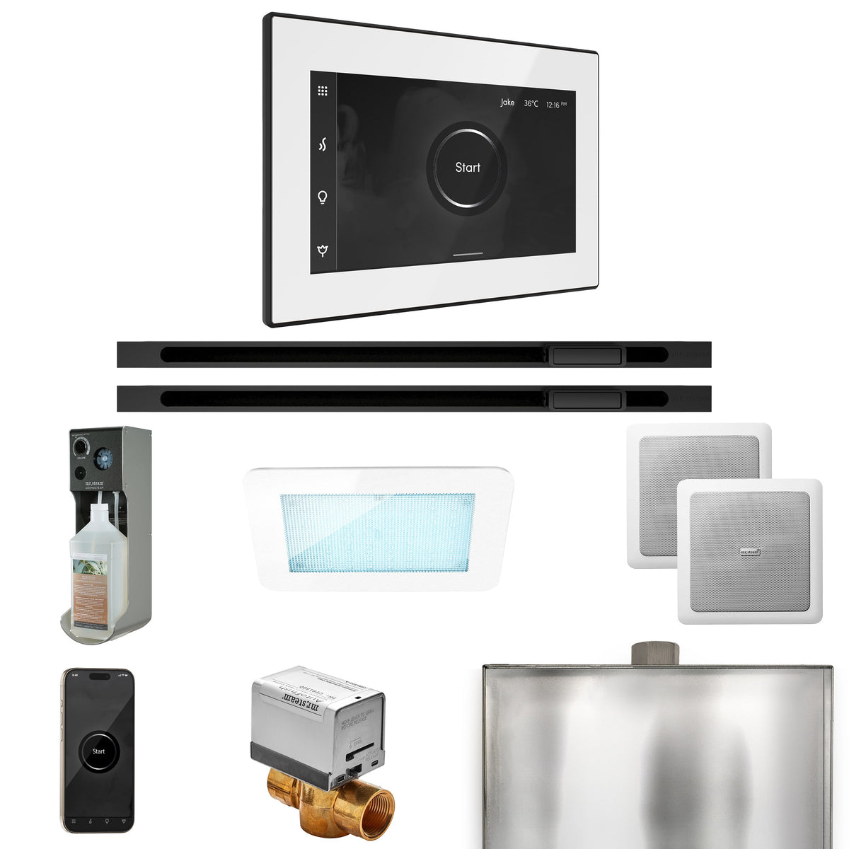 Mr. Steam XDream Max Linear Steam Shower Package – iSteamX Control, Linear Steamhead, AudioX, ChromaSteam & AromaSteam for Max Generators
