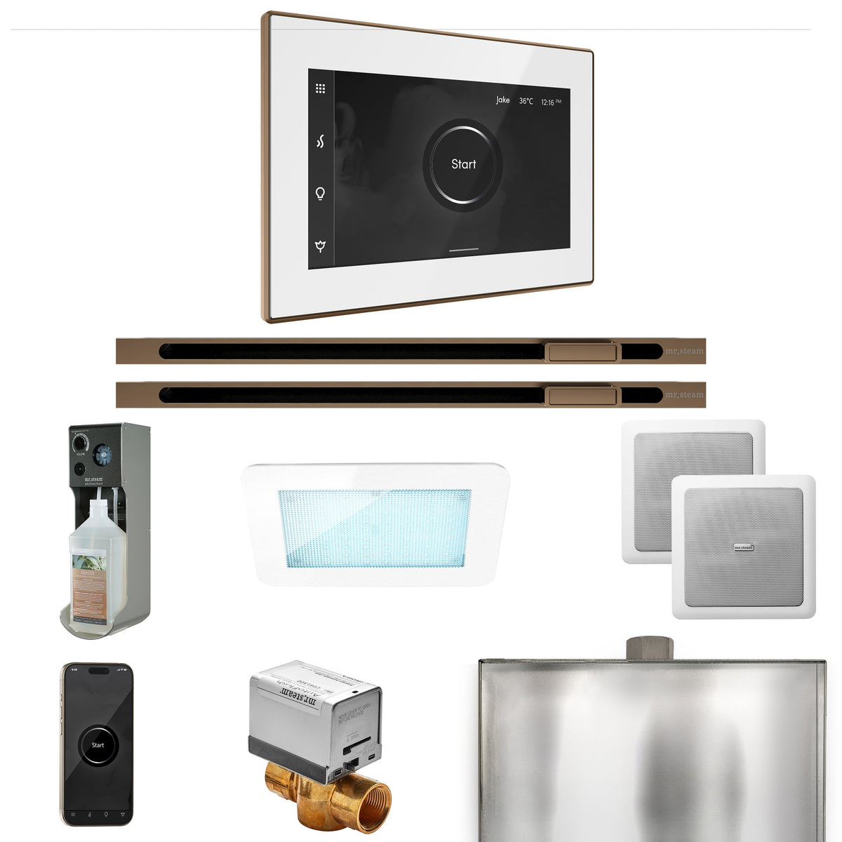 Mr. Steam XDream Max Linear Steam Shower Package – iSteamX Control, Linear Steamhead, AudioX, ChromaSteam & AromaSteam for Max Generators
