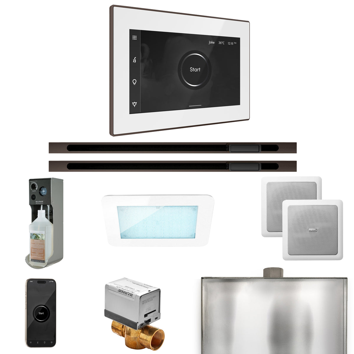 Mr. Steam XDream Max Linear Steam Shower Package – iSteamX Control, Linear Steamhead, AudioX, ChromaSteam & AromaSteam for Max Generators