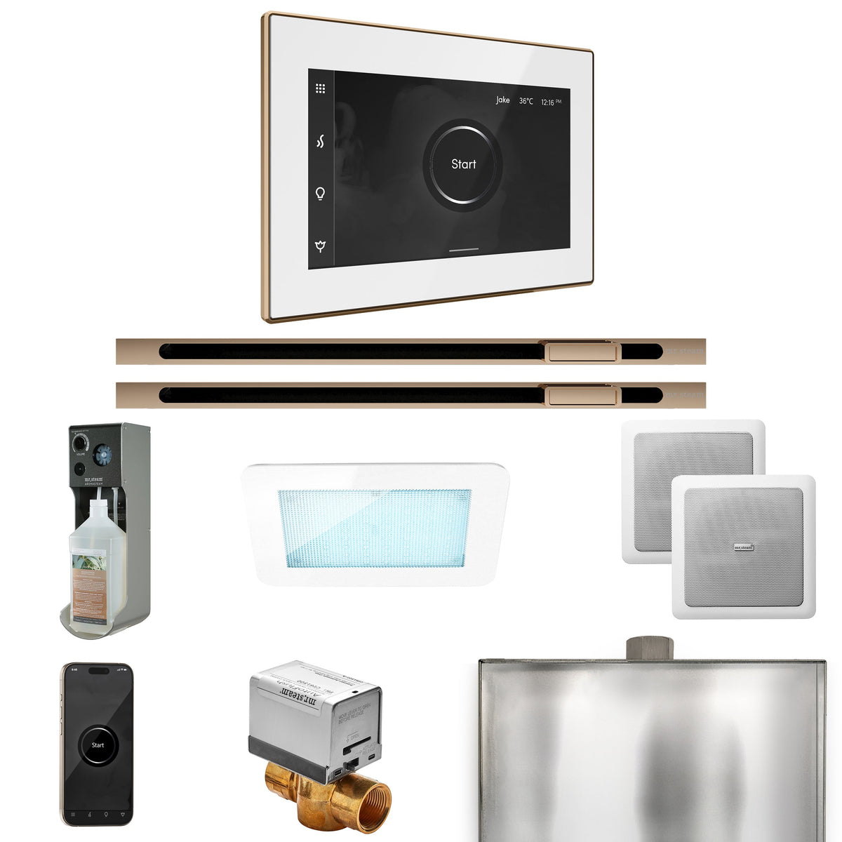 Mr. Steam XDream Max Linear Steam Shower Package – iSteamX Control, Linear Steamhead, AudioX, ChromaSteam & AromaSteam for Max Generators