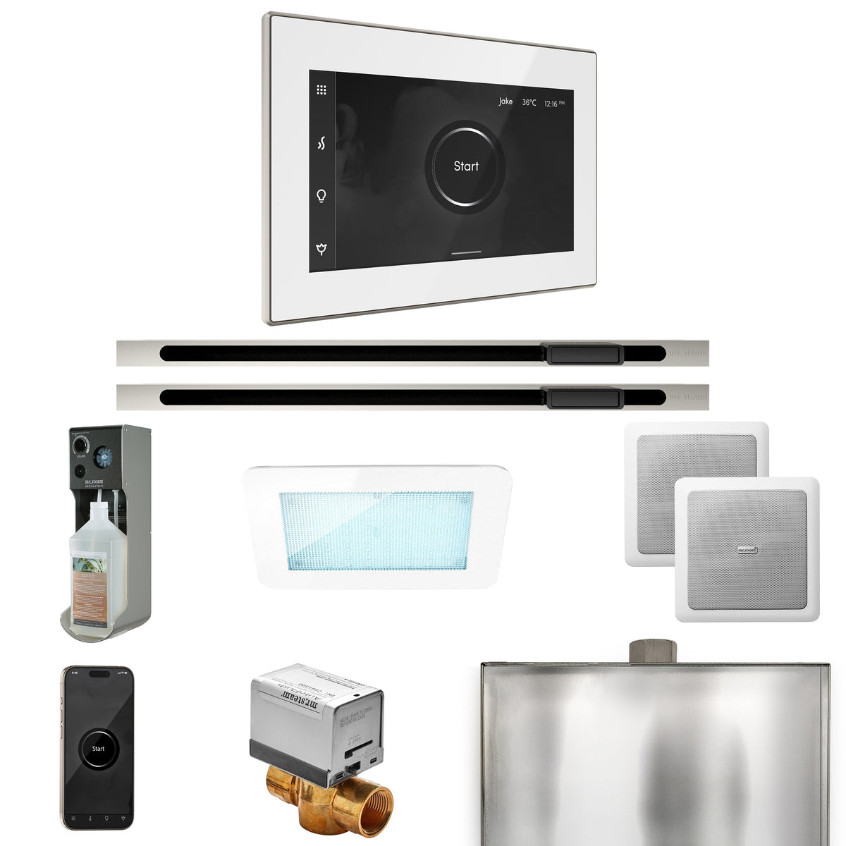 Mr. Steam XDream Max Linear Steam Shower Package – iSteamX Control, Linear Steamhead, AudioX, ChromaSteam & AromaSteam for Max Generators
