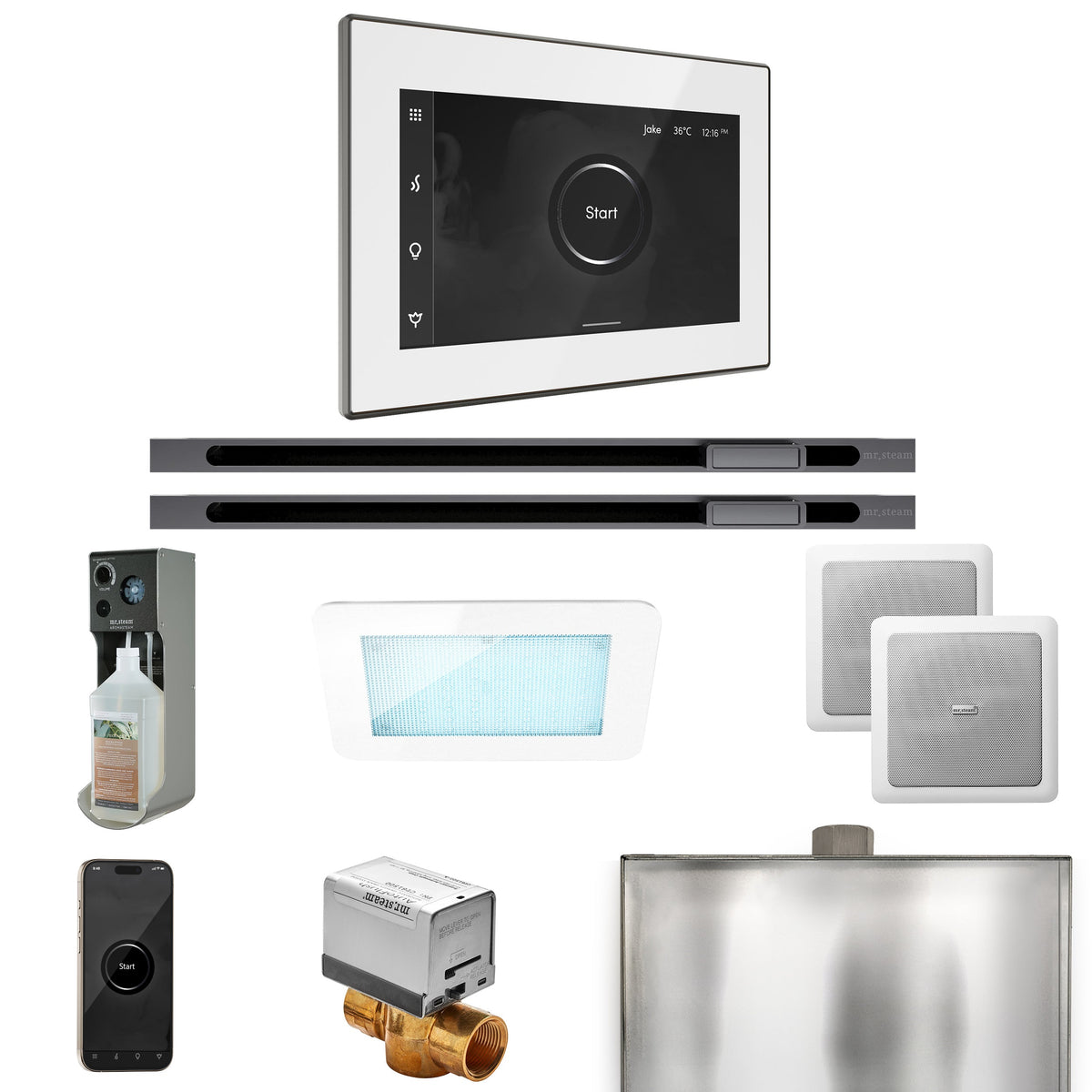 Mr. Steam XDream Max Linear Steam Shower Package – iSteamX Control, Linear Steamhead, AudioX, ChromaSteam & AromaSteam for Max Generators