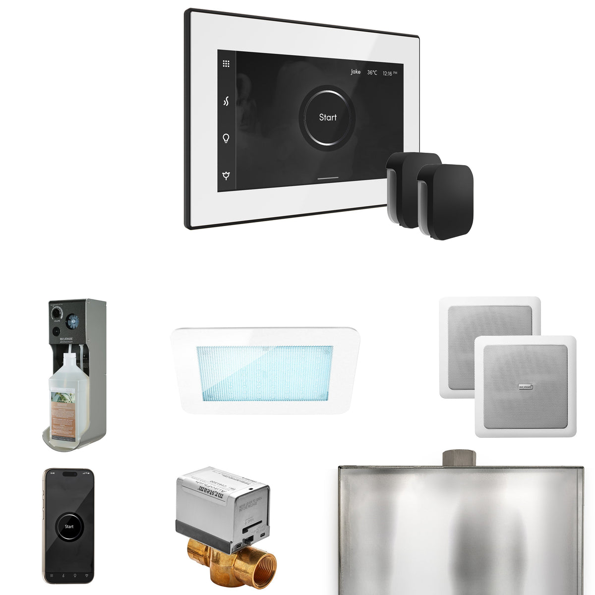 Mr. Steam XDream Max Steam Shower Package – iSteamX Control, Aroma Steamhead, AudioX, ChromaSteam, AromaSteam & Max AutoFlush for Max Generators