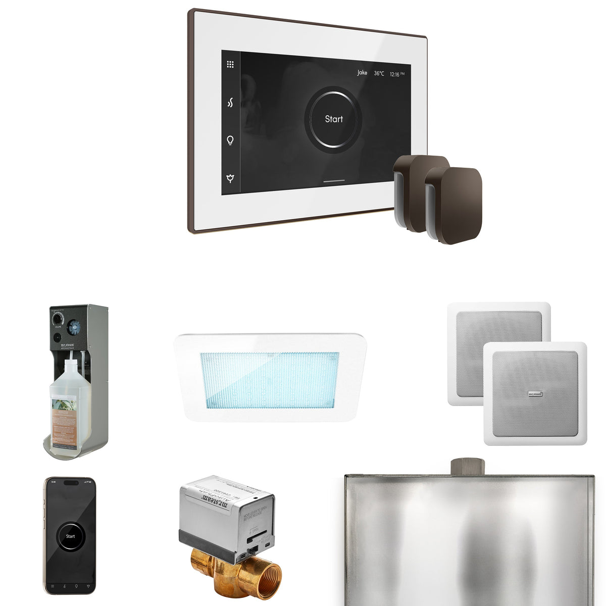 Mr. Steam XDream Max Steam Shower Package – iSteamX Control, Aroma Steamhead, AudioX, ChromaSteam, AromaSteam & Max AutoFlush for Max Generators