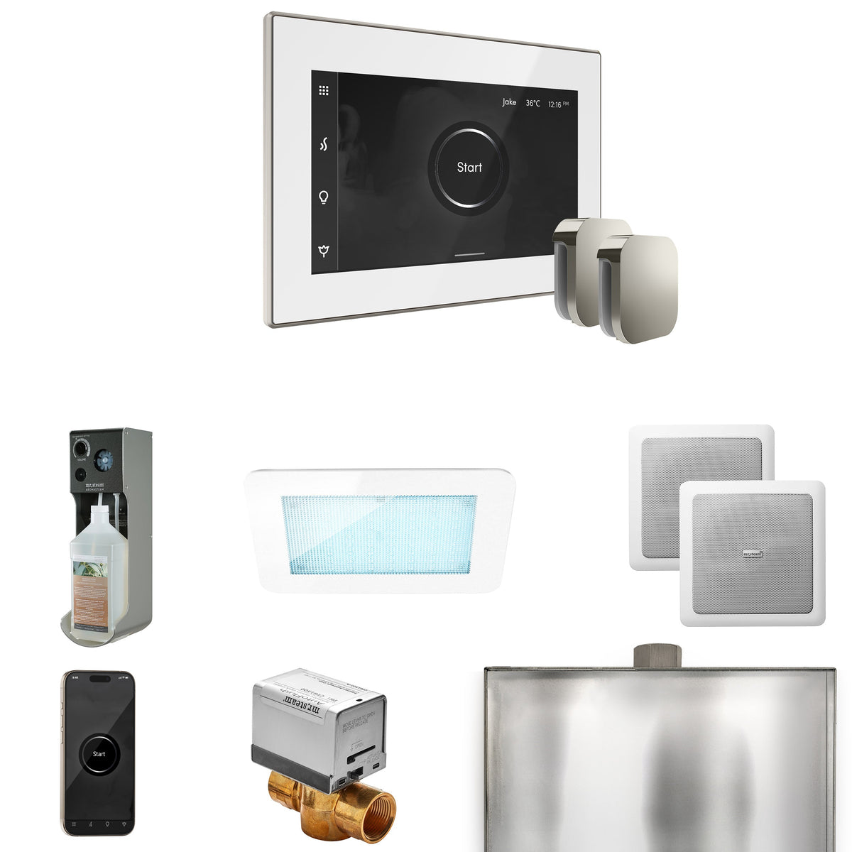 Mr. Steam XDream Max Steam Shower Package – iSteamX Control, Aroma Steamhead, AudioX, ChromaSteam, AromaSteam & Max AutoFlush for Max Generators